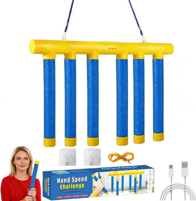 Reaction Time Challenge Game with 3 Falling Reflex Sticks for Kids & Adults
