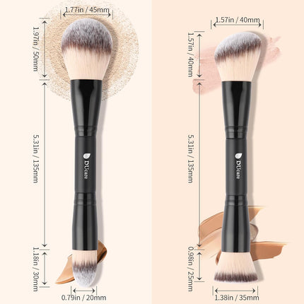 2Pcs Dual-Ended Foundation Makeup Brushes, Powder Buffer & Contour Blending Brushes