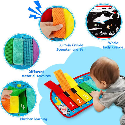 Tummy Time Baby Mirror Toy – Black & White Sensory Piano with Squeaker