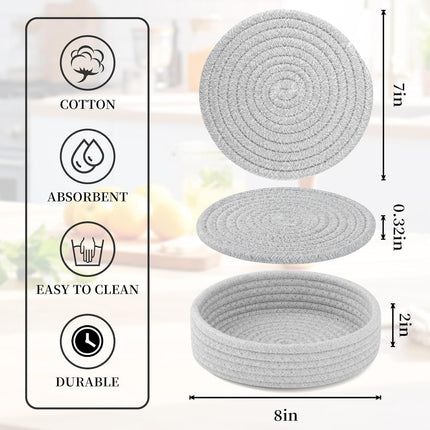 5-Piece Grey Trivet Set – Heat-Resistant Pads with Storage Basket for Kitchen