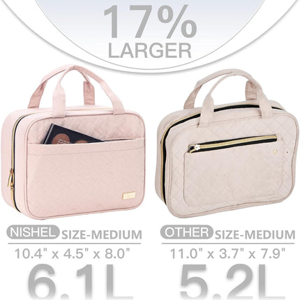 Hanging Toiletry Bag for Travel – Pink, Medium, Makeup & Shampoo Holder
