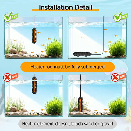 25W Aquarium Heater with Digital Display, Adjustable Submersible Fish Tank Heater