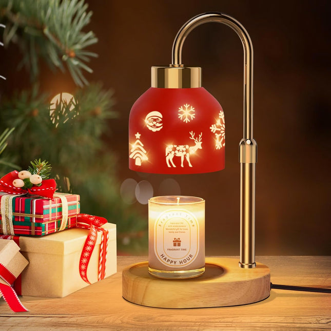 Christmas Candle Warmer Lamp with Timer, Dimmer, and Adjustable Height – Perfect Holiday Gift