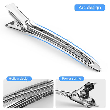 30PCS Metal Alligator Hair Clips, Duckbill Salon Styling Clips, Heavy-Duty Silver Hair Pins