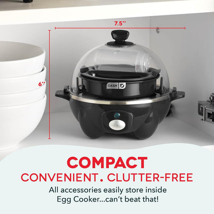 7-Egg Rapid Cooker – Boiler, Poacher & Steamer with Measuring Guide, Black