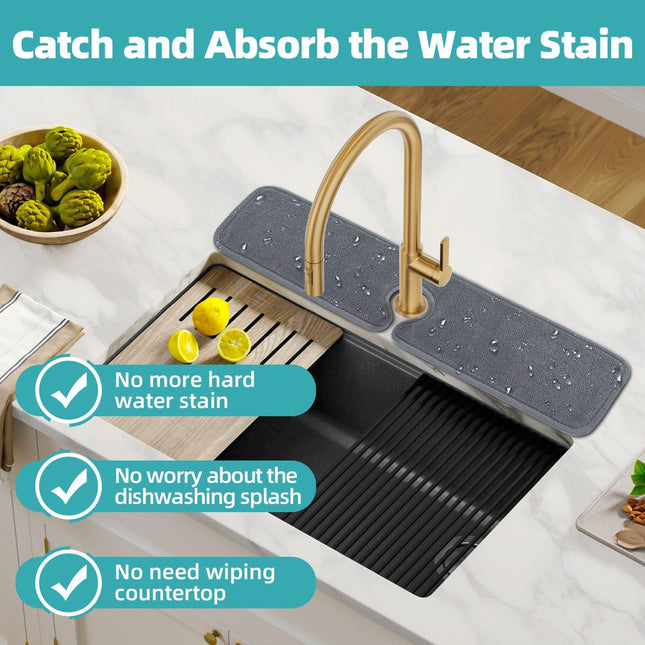 2 Pack Faucet Mat – Super Absorbent Microfiber Splash Guard for Kitchen & Bathroom