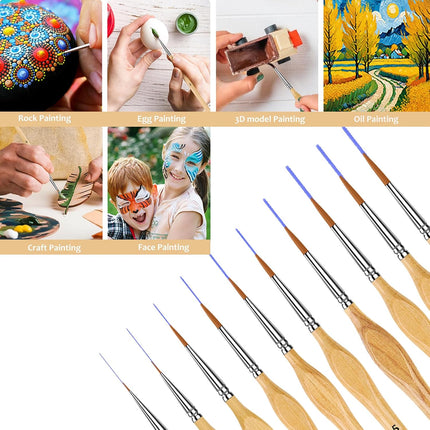 10Pcs Miniature Paint Brush Set Fine Detail Brushes for Acrylic Watercolor Art