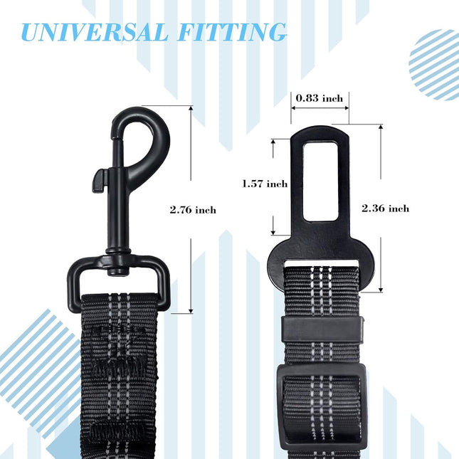 2-Pack Dog Seat Belts – Adjustable, Reflective Car Safety Belt with Bungee Buffer