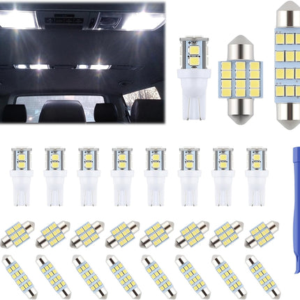 24-Piece LED Car Interior Bulb Kit – 194, T10, DE3175, 578, 31mm & 42mm Lights