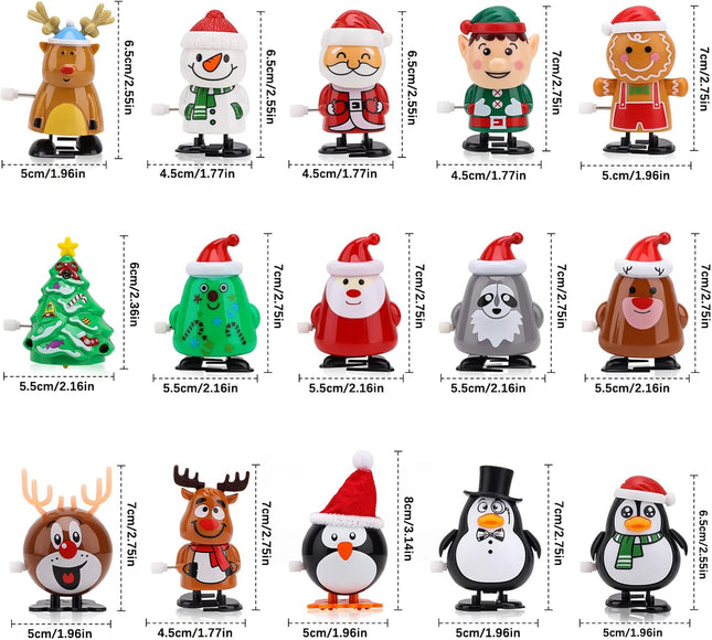 15PCS Christmas Wind-Up Toys for Kids – Santa, Tree & Holiday Fun Stocking Stuffers