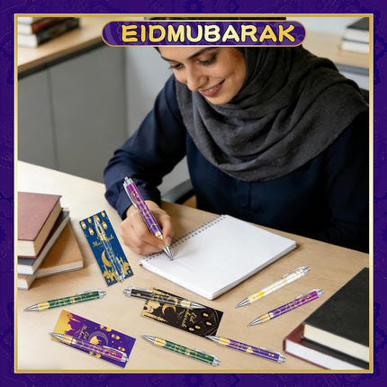 24-Piece Eid Mubarak Gift Set: Retractable Pens, Cards & Gift Bags for Ramadan Parties