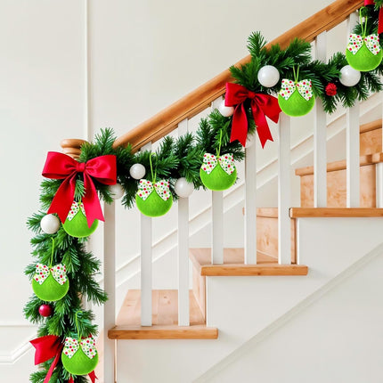 12pcs Lime Green Furry Christmas Balls – Soft Ornaments for Tree & Home Decor