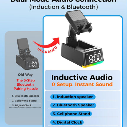 Bluetooth Speaker & Phone Stand, HD Sound, Anti-Slip, Gift for Men & Women