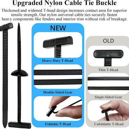 100PCS Upgraded Nylon Zip Ties – UV-Resistant, Heavy Duty for Car & Home Organization