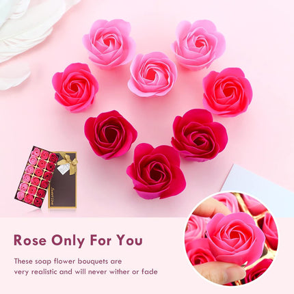 Floral Scented Rose Bath Soap Set: 18 PCS Pink Petals with Essential Oils for Her