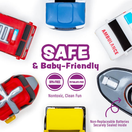 6 Pack Light Up Bath Toys Water Activated Flashing Color Change Cars
