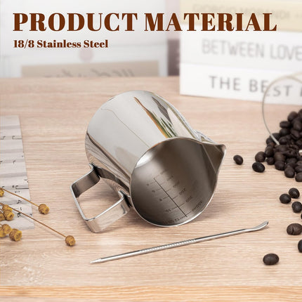 12oz Stainless Steel Milk Frothing Pitcher – Clear Scale for Espresso & Latte