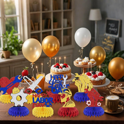 8 Pcs Happy Labor Day Honeycomb Centerpieces Patriotic Party Decor
