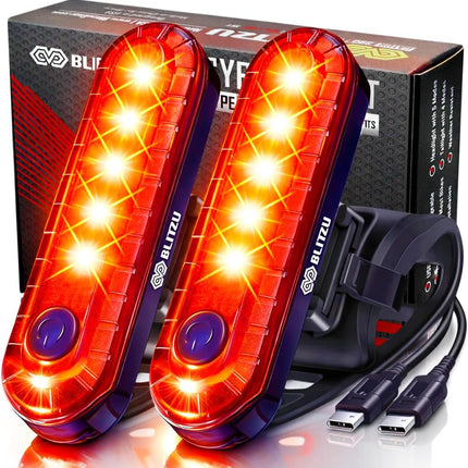2-Pack USB-C Rechargeable Bike Tail Lights, 4 Modes, Waterproof LED Rear Lights