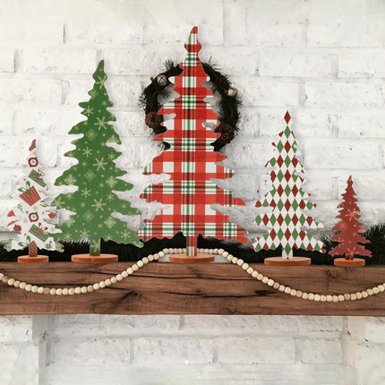 Wooden Christmas Tree Sign – Indoor Holiday Decor, 5 Sizes for Shelf & Mantel