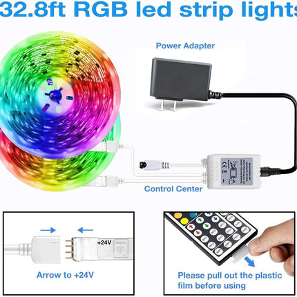 32.8FT LED Strip Lights, Color Changing Tape Lights Kit with Remote & Power Supply