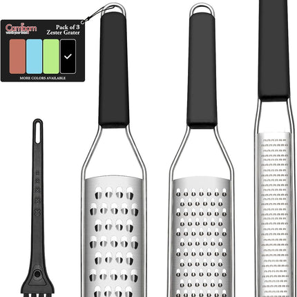 3 Piece Lemon Zester Grater Set Stainless Steel Kitchen Tool for Cheese