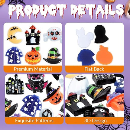 100-Piece Halloween Resin Charms, 3D Flatback Ornaments for DIY Crafts & Scrapbooks