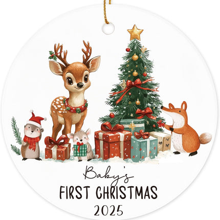 Baby’s First Christmas Ornament 2025, Ceramic Tree Decoration with Gift Box