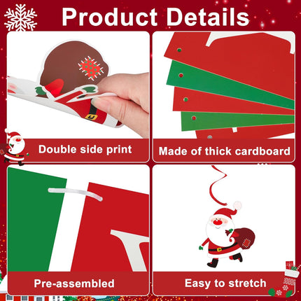 Merry Christmas Party Decorations Pre-Strung Red & Green Banner with Honeycomb Balls