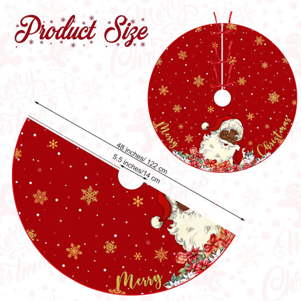 Snowflake Christmas Tree Skirt, 48-Inch Double Layer Mat for Winter Holiday Parties