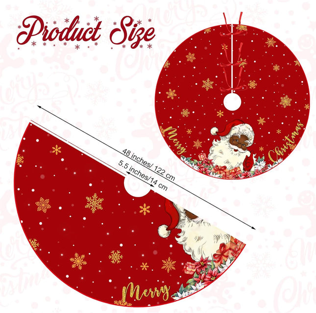 Snowflake Christmas Tree Skirt, 48-Inch Double Layer Mat for Winter Holiday Parties