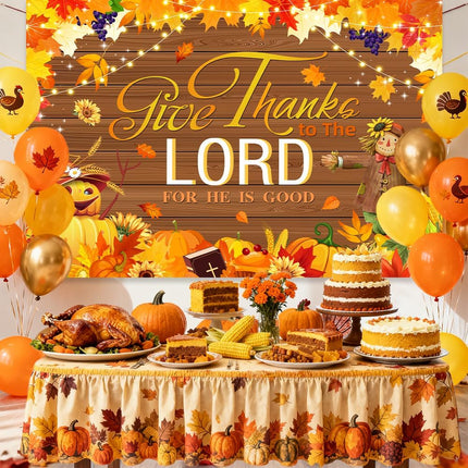 Thanksgiving Photo Backdrop – “Give Thanks to The Lord,” Autumn Decor