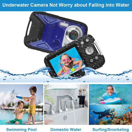Waterproof Digital Camera 1080P 36MP with 32GB Card for Kids Teens Blue