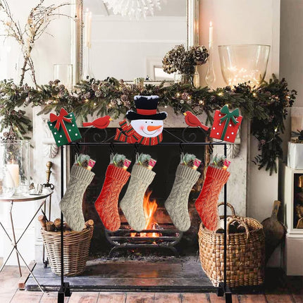 Christmas Stocking Holder – Freestanding Metal Stand with 5 Hooks & Decor