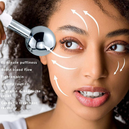 Stainless Steel Ice Roller & Eye Globes, Facial Cryo Massager for Puffiness & Skincare