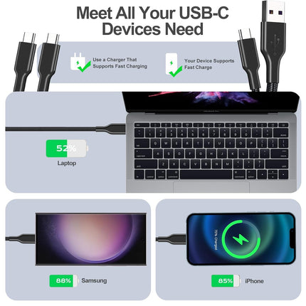 4-Pack 3.1FT 60W Braided USB-C & USB-A Fast Charging Cables for iPhone & Devices