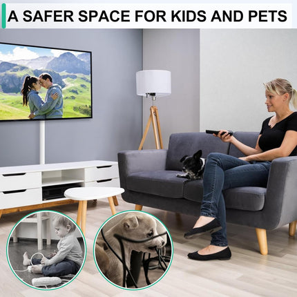 Cord Hider 85.2in – Self-Adhesive TV Cable Covers for Wall, Wire Management, White