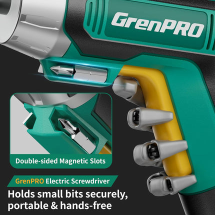 4V Cordless Screwdriver Set – USB Rechargeable with 9 Bits and Bit Holder, Green