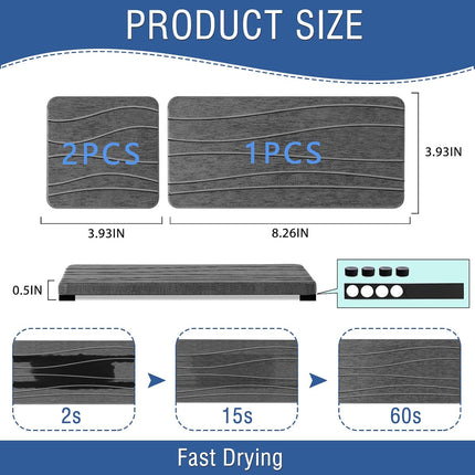 3-Piece Diatomite Stone Soap Tray Set Fast-Drying Water Absorbent Sink Counter Mats