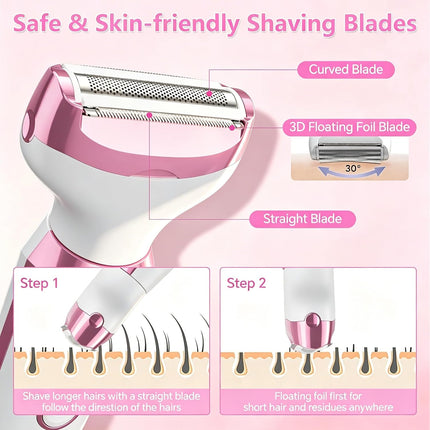 Women's Electric Shaver Hair Trimmer for Face Body Bikini Legs USB Rechargeable