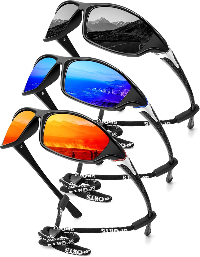 4-Pack Men’s Polarized Sports Sunglasses, UV Protection for Fishing & Cycling