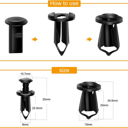 GRC-70 35PCS Engine Under Cover Splash Shield, Bumper Fender Retainer Clips Black
