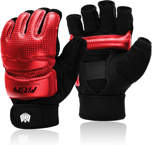 MMA Half Finger Boxing Gloves PU Leather Training Mitts for Kickboxing & Muay Thai