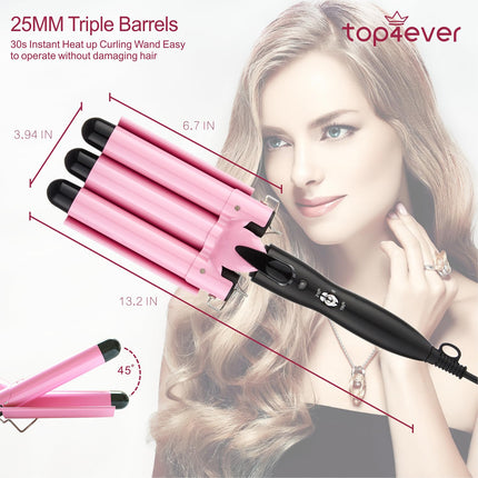 Triple Barrel Hair Waver Curling Iron with 2 Heat Settings for Women