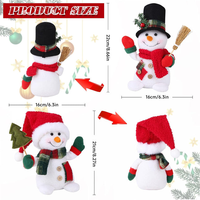 2 Christmas Plush Snowman Tabletop Decorations Snowman Ornaments for Festive Home Decor