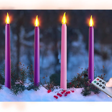 Battery Operated Flickering Candles – 4PCS Advent Wreath Home Decor