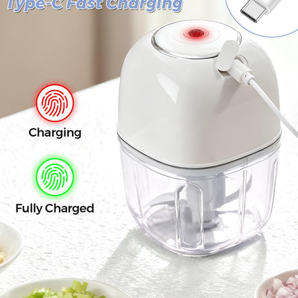 350ml Electric Garlic Chopper USB Rechargeable Mini Food Processor with 6 Blades