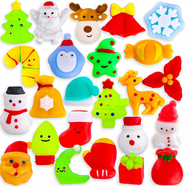 24PCS Christmas Squishies Toys Mochi Squishy Party Favors for Kids