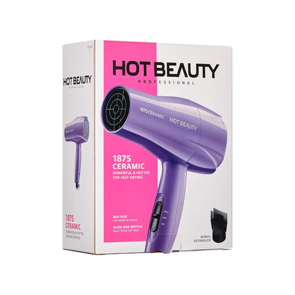 1875W Ceramic Hair Dryer Fast Drying with Comb & Detangler Attachments Purple