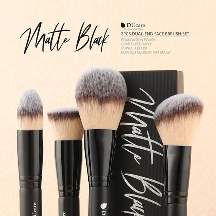 2Pcs Dual-Ended Foundation Makeup Brushes, Powder Buffer & Contour Blending Brushes